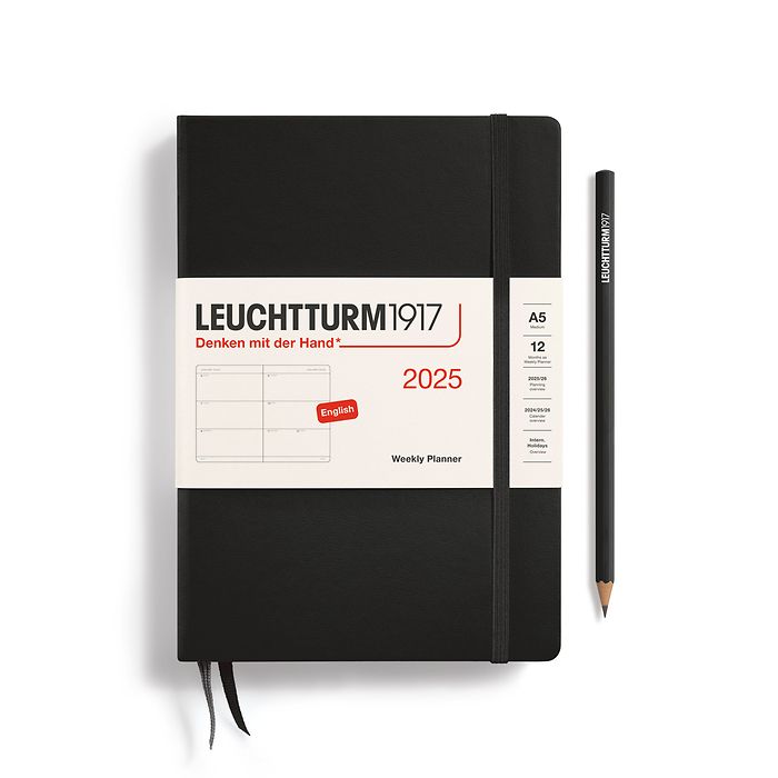 LEUCHTTURM1917 Black 2025 A5 Weekly Planner