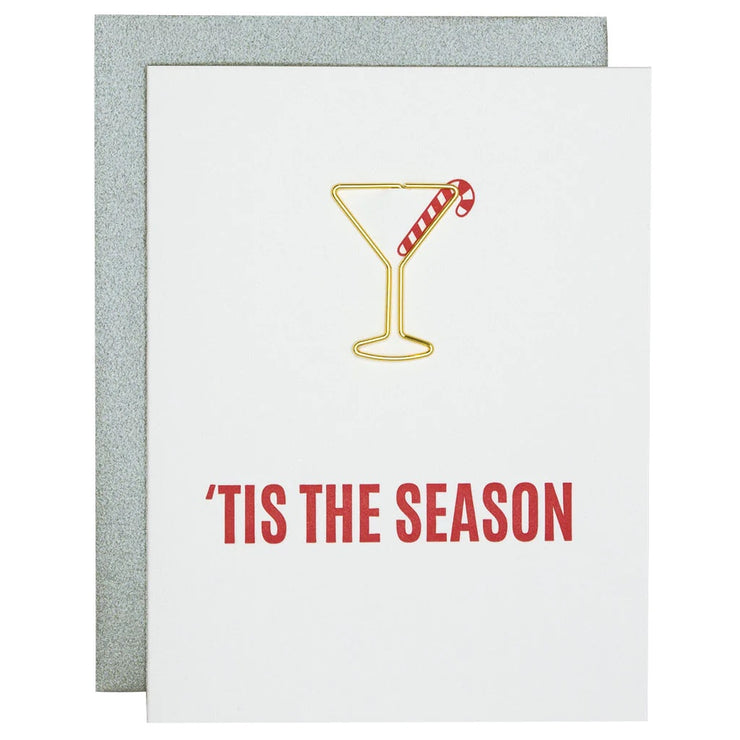 Holiday- Tis the Season Paper Clip Letterpress Card
