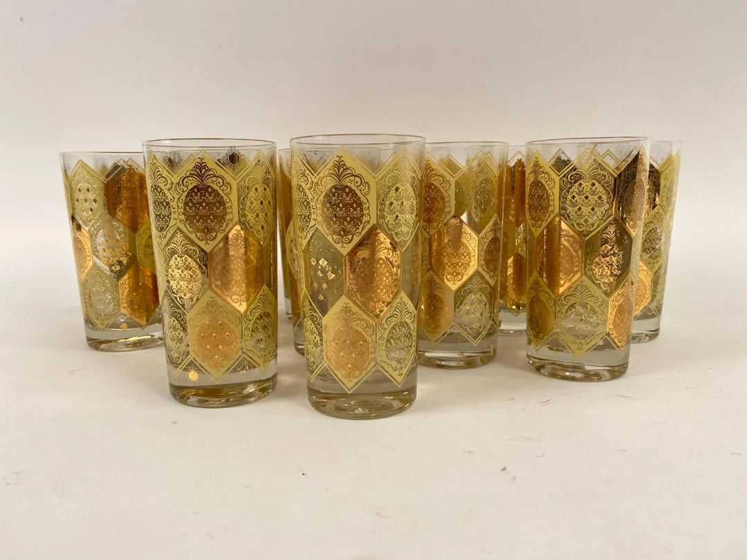 Gilt Pineapple Highball Glasses by Cera, Set of 11