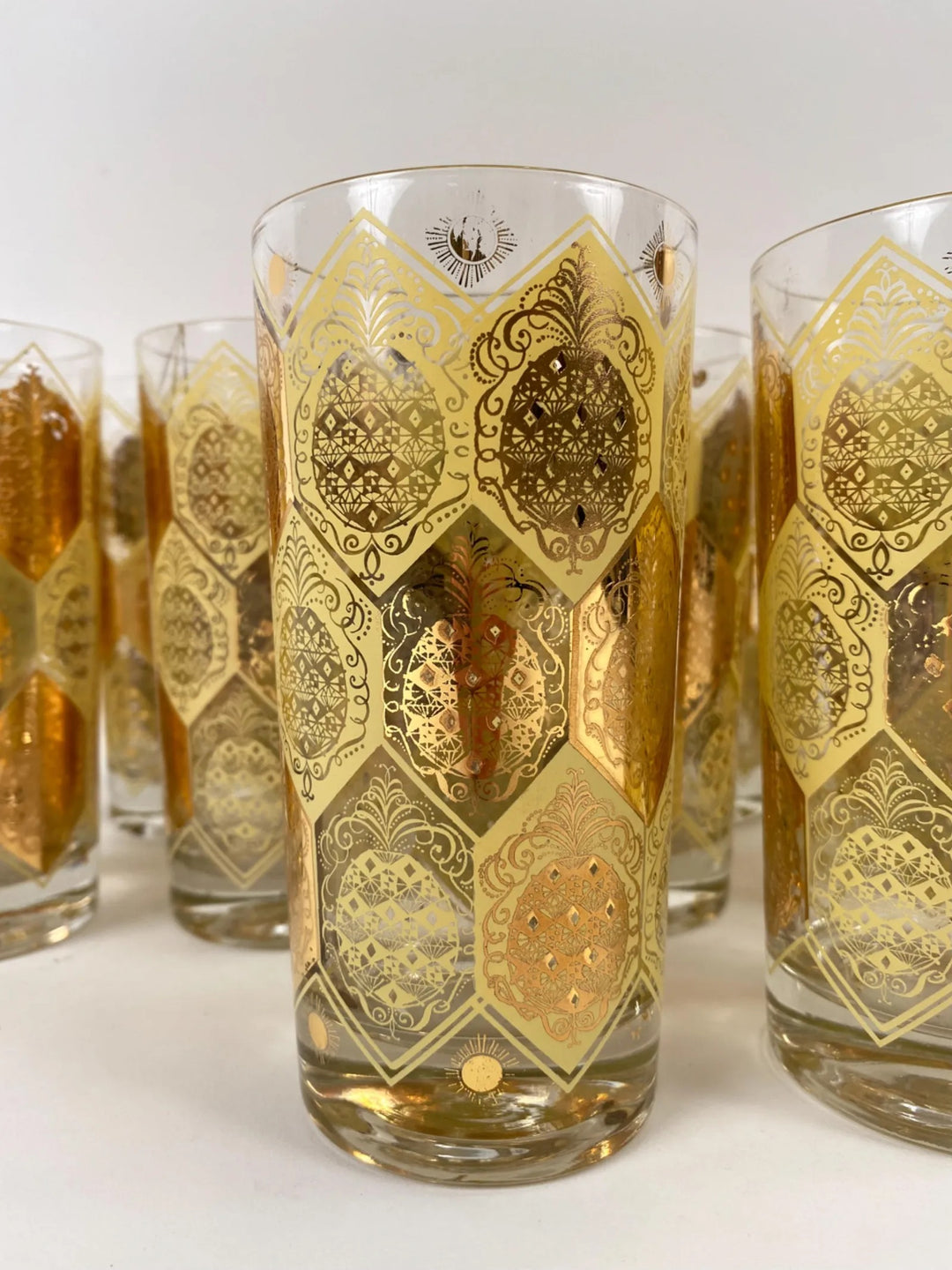 Gilt Pineapple Highball Glasses by Cera, Set of 11