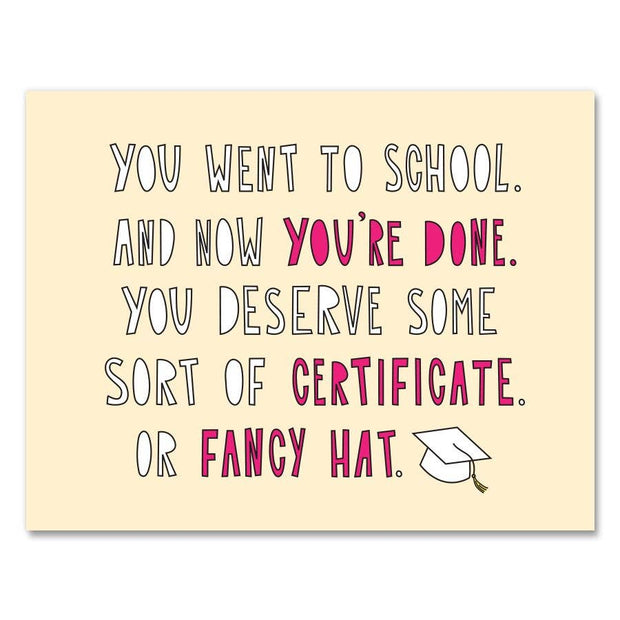 342 - Certificate Or Fancy Hat - A2 card