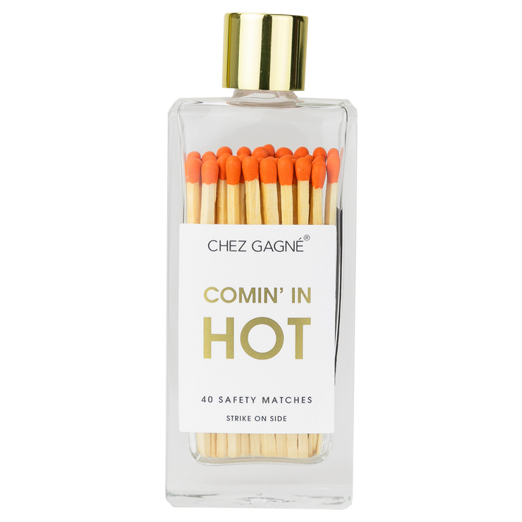 Coming In Hot - Glass Bottle Safety Matches - Orange