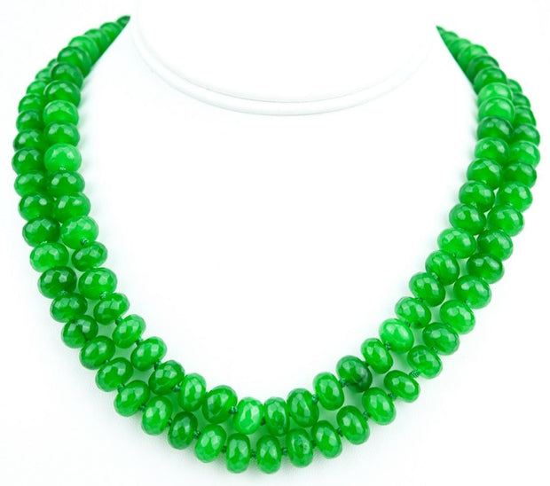 Hand Knotted Green Nephrite Jade Necklace