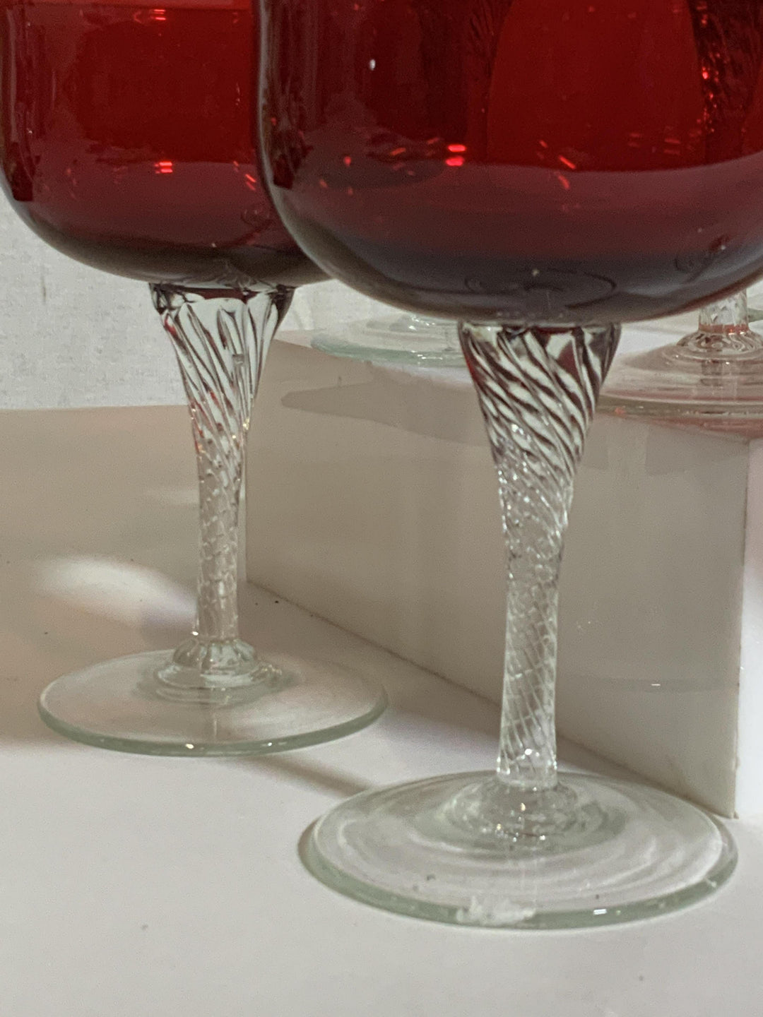 HAND FORMED CRANBERRY CRYSTAL STEMWARE SET
