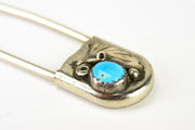 Large Vintage Sterling & Turquoise Safety Pin