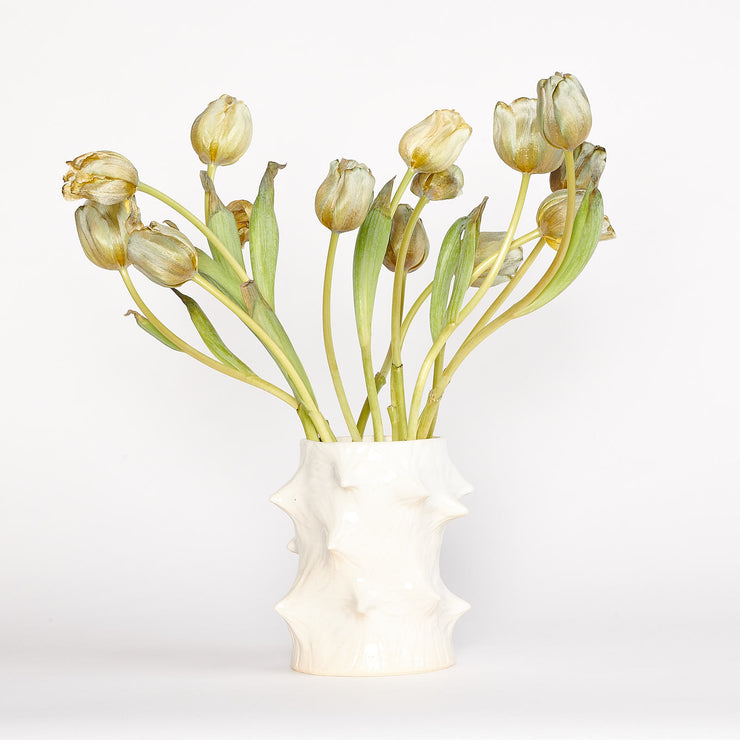 White Stoneware Spike Vase