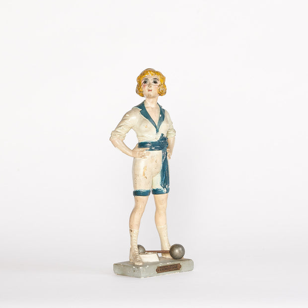 Vintage French Painted Athletic Plaster Figures