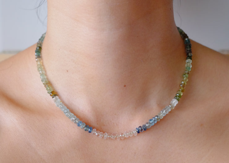 Aquamarine Ombre Silk-Knotted Candy Choker