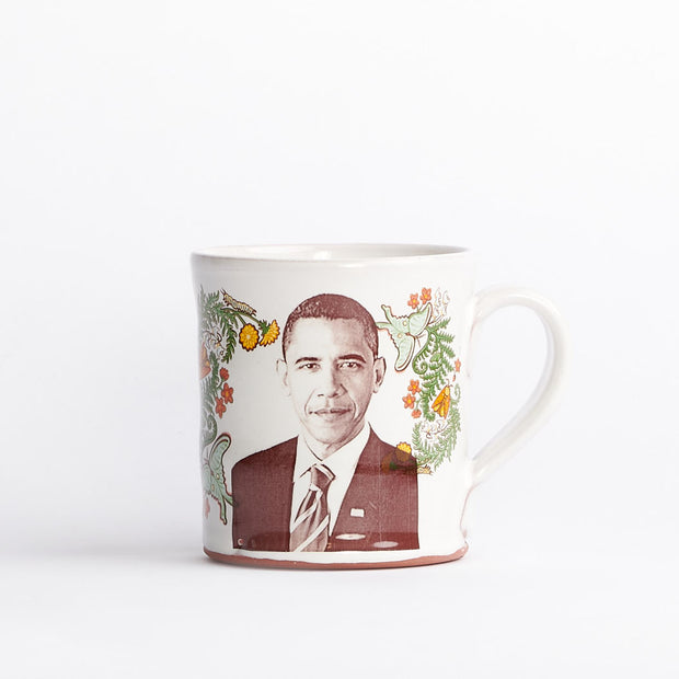 Obama Mug with Multicolor Floral Decoration