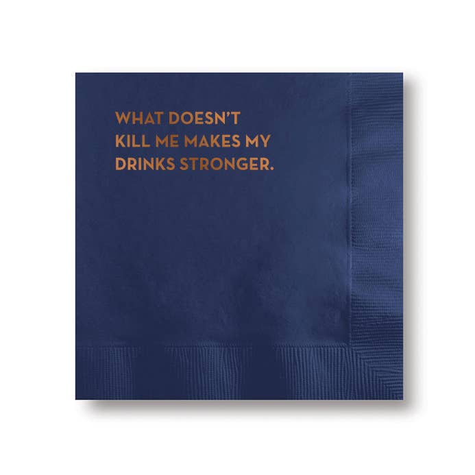 “Stronger” cocktail  napkins (dark blue with copper foil)