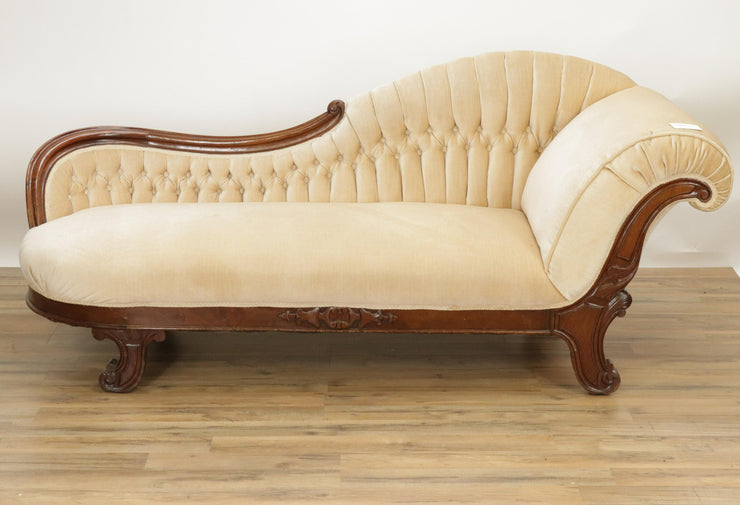 Late Victorian Carved Mahogany Recamier