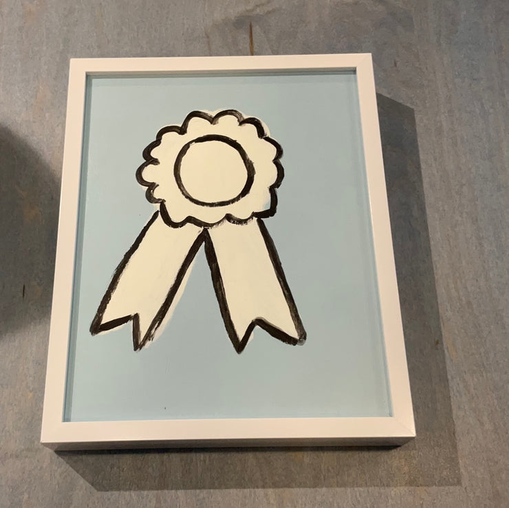 White ribbon FRAMED