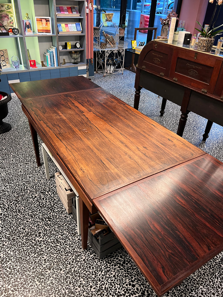 1960'S DANISH ROSEWOOD DRAW-LEAF DINING TABLE
