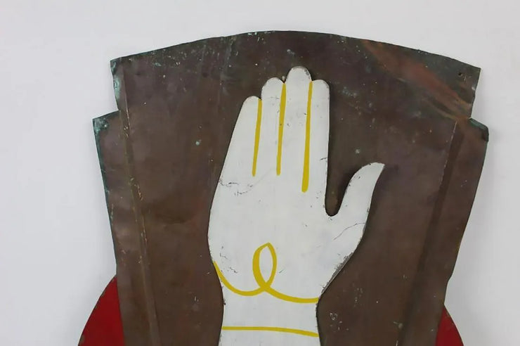 Antique Metal Folk Art Fraternal Hand Sign, Elks