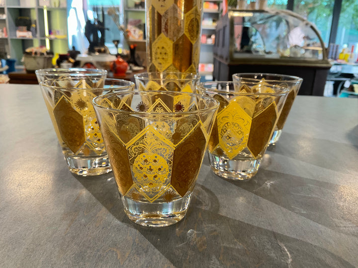 Gilt Pineapple Cocktail Pitcher and glasses by Cera